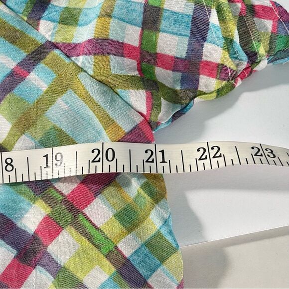 Zac & Rachel Checkered Lightweight Button Front Popover Blouse Women’s Size M - Picture 8 of 9